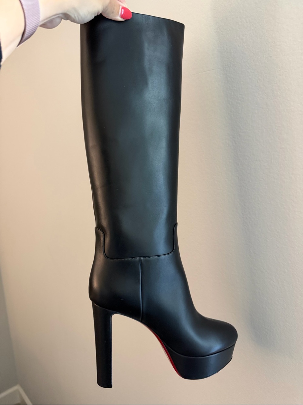 Christian Louboutin Loo Botta Alta Black Leather Platform Boots - Picture 3 of 8
